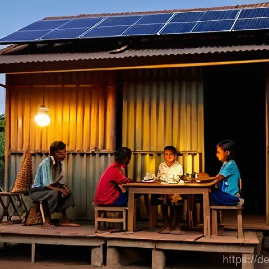 동티모르의 에너지 문제 - **Prompt 1: Rural Family Illuminated by Solar Light in East Timor**
"A heartwarming scene inside...