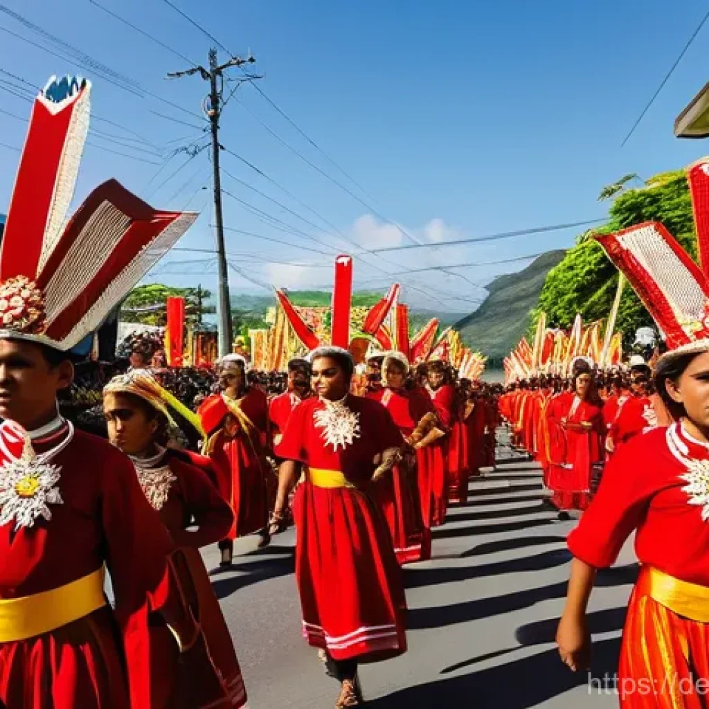 동티모르의 축제 - **Prompt:** A vibrant and reverent scene depicting the "Festival Santissimo Corpo Cristo" (Corpus Ch...