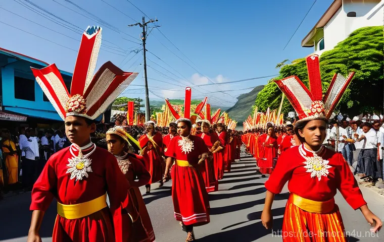 동티모르의 축제 - **Prompt:** A vibrant and reverent scene depicting the "Festival Santissimo Corpo Cristo" (Corpus Ch...