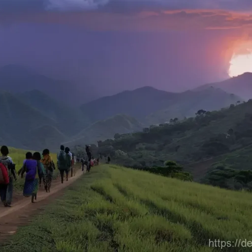 동티모르 난민 문제 - **Prompt:** A diverse group of East Timorese individuals, including men, women, and children, cautio...