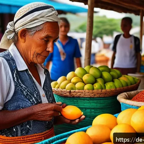 동티모르의 수도 딜리 명소 - A vibrant local market scene in Dili during early morning light, bustling with friendly Timorese ven...